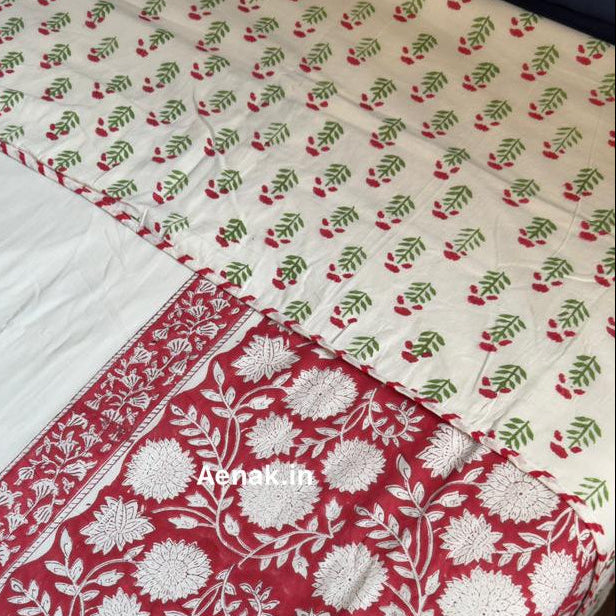 Red Dahlia Gadd Handblock Duvet/Quilt Cover