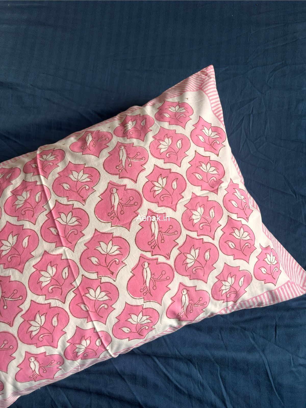 Pink Parrot Handblock Printed Premium Cotton Bedsheet Set