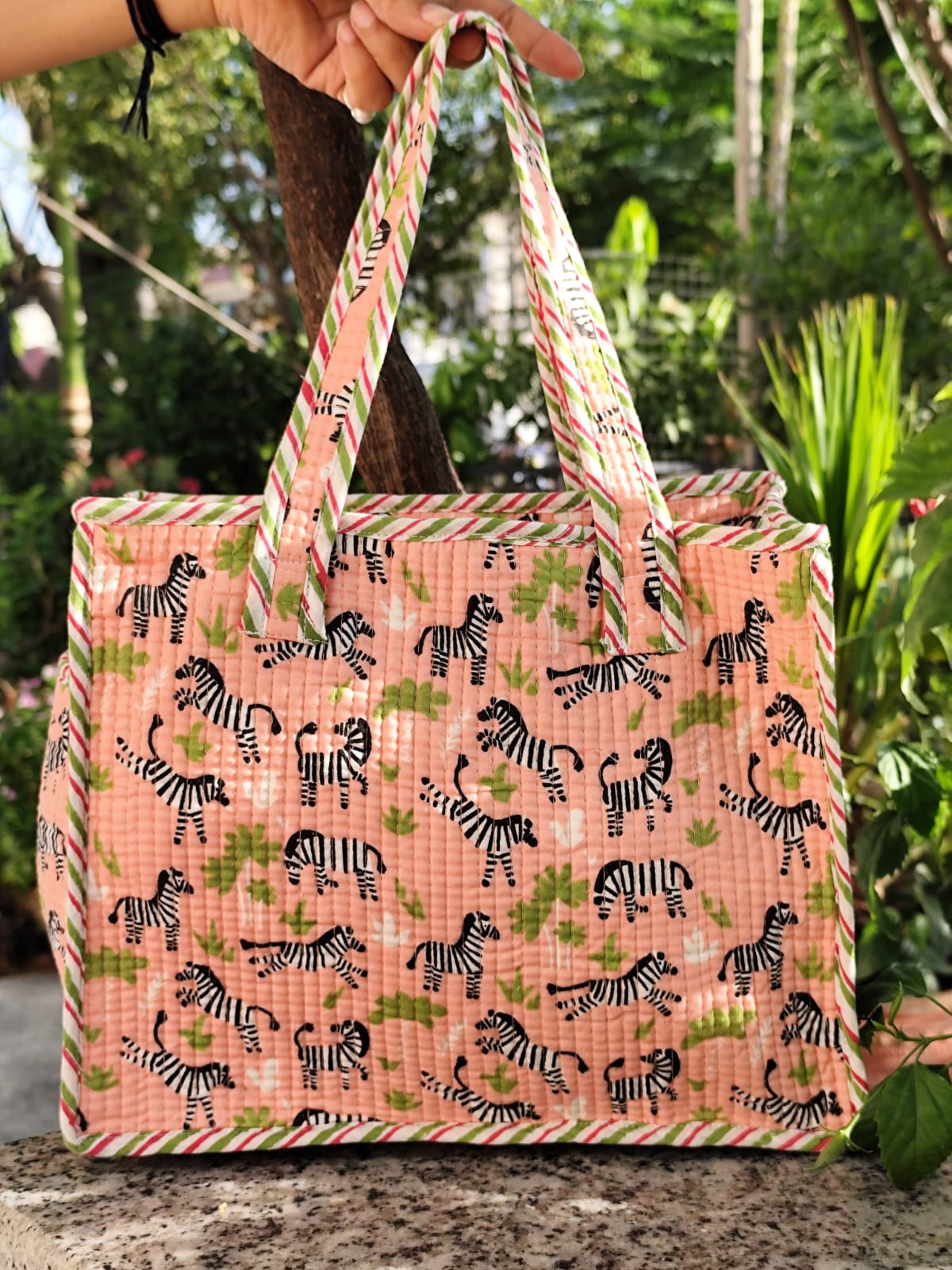 Zebra Print Kids Essential Bag (Peach Base)