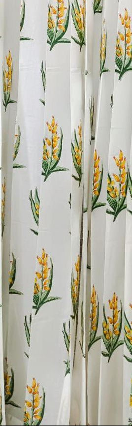 Golden Wheat Handblock Curtains