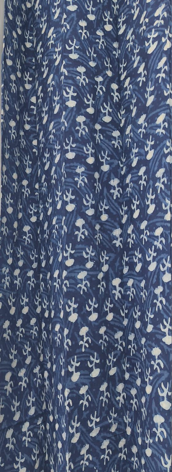 Navy Bloom Handblock Curtains