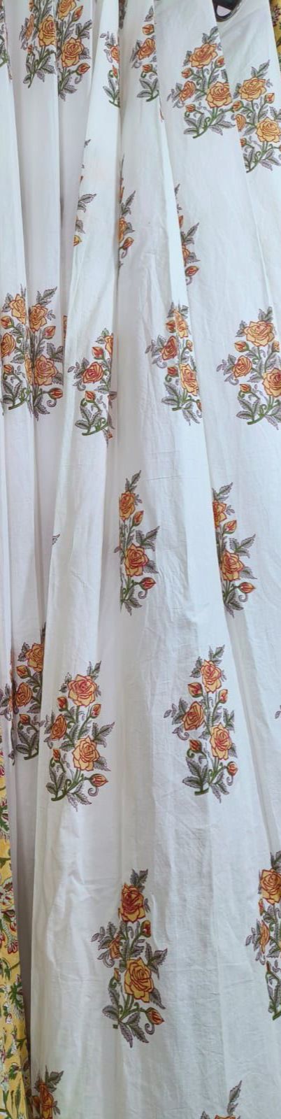 Mustard Floral Handblock Curtains