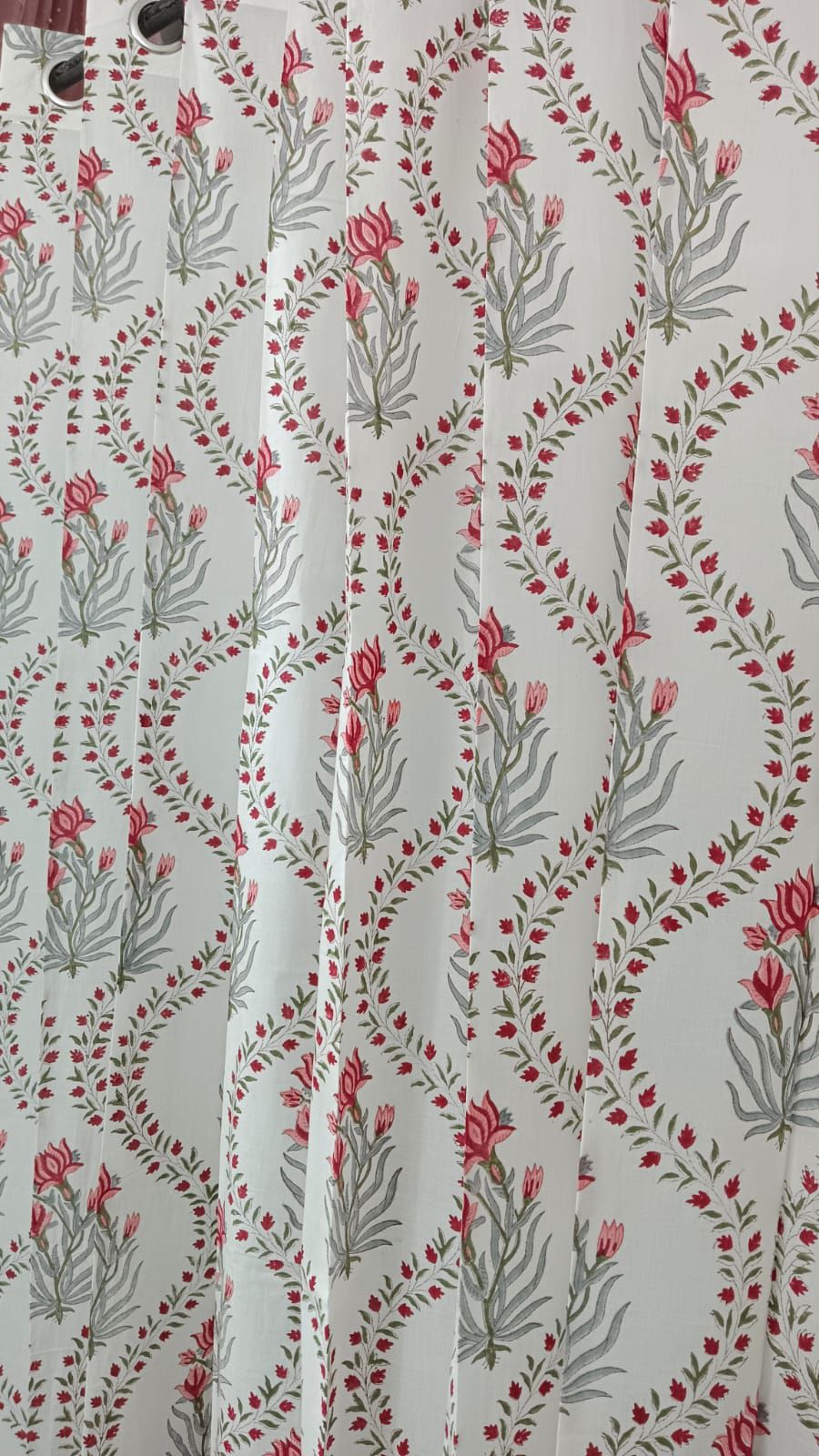 Red Lotus Handblock Curtains