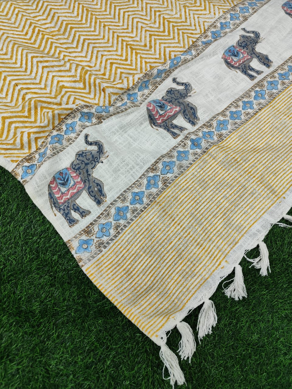 Handblock Jute Cotton Dhurries