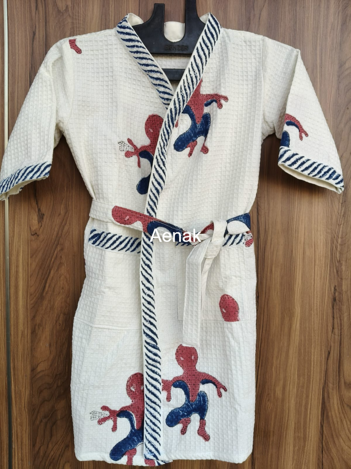 Spiderman Handblock Cotton Bathrobe