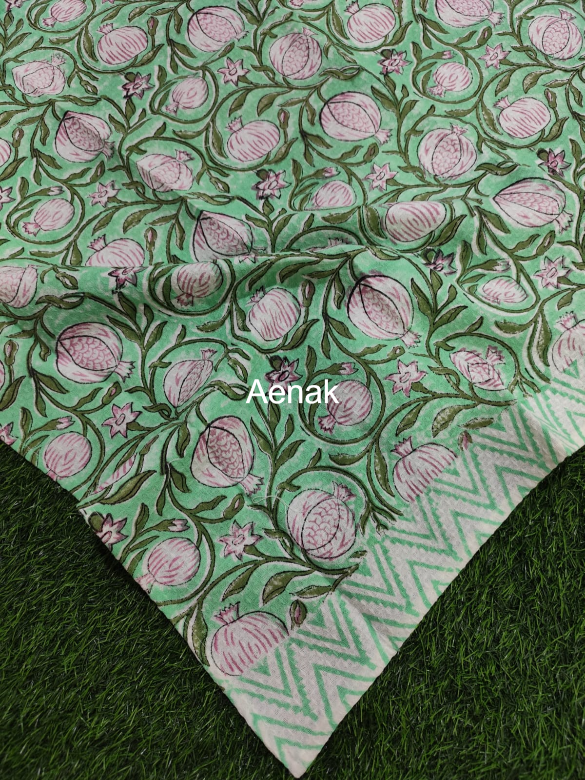 Pink Anaar Handblock Waffle Cotton Towel