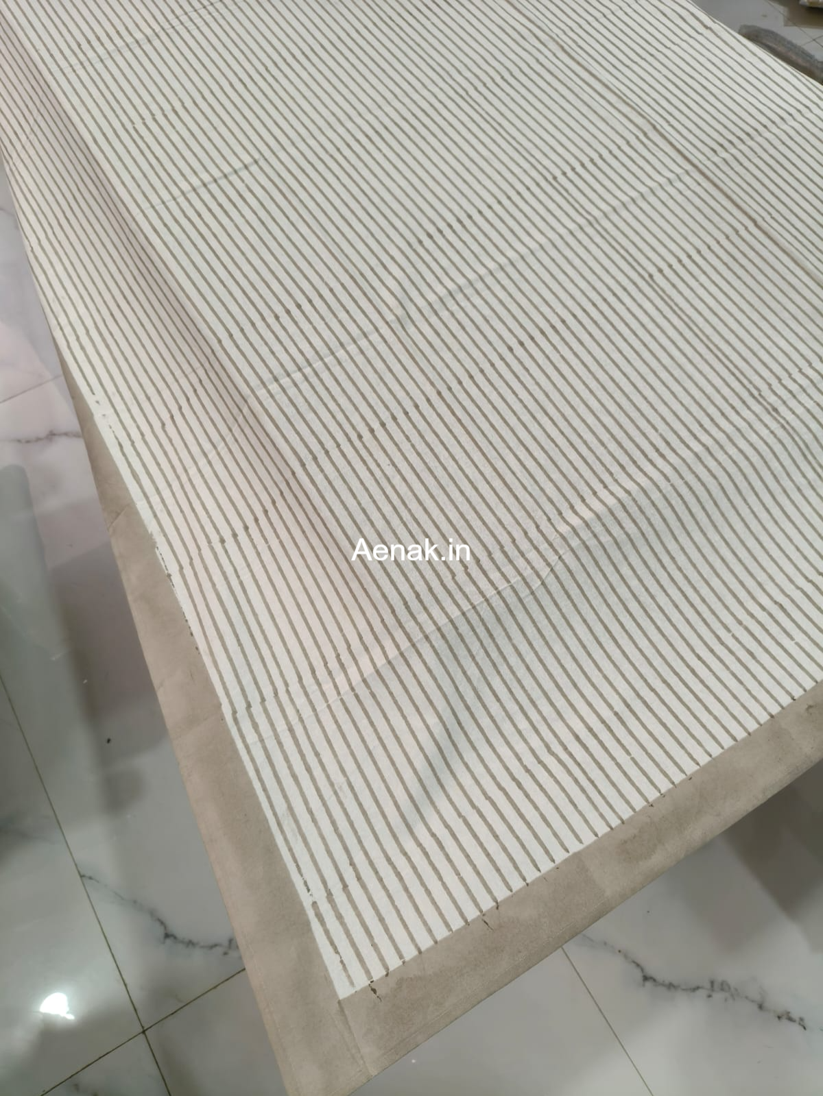 Grey Striped Handblock Table Cover