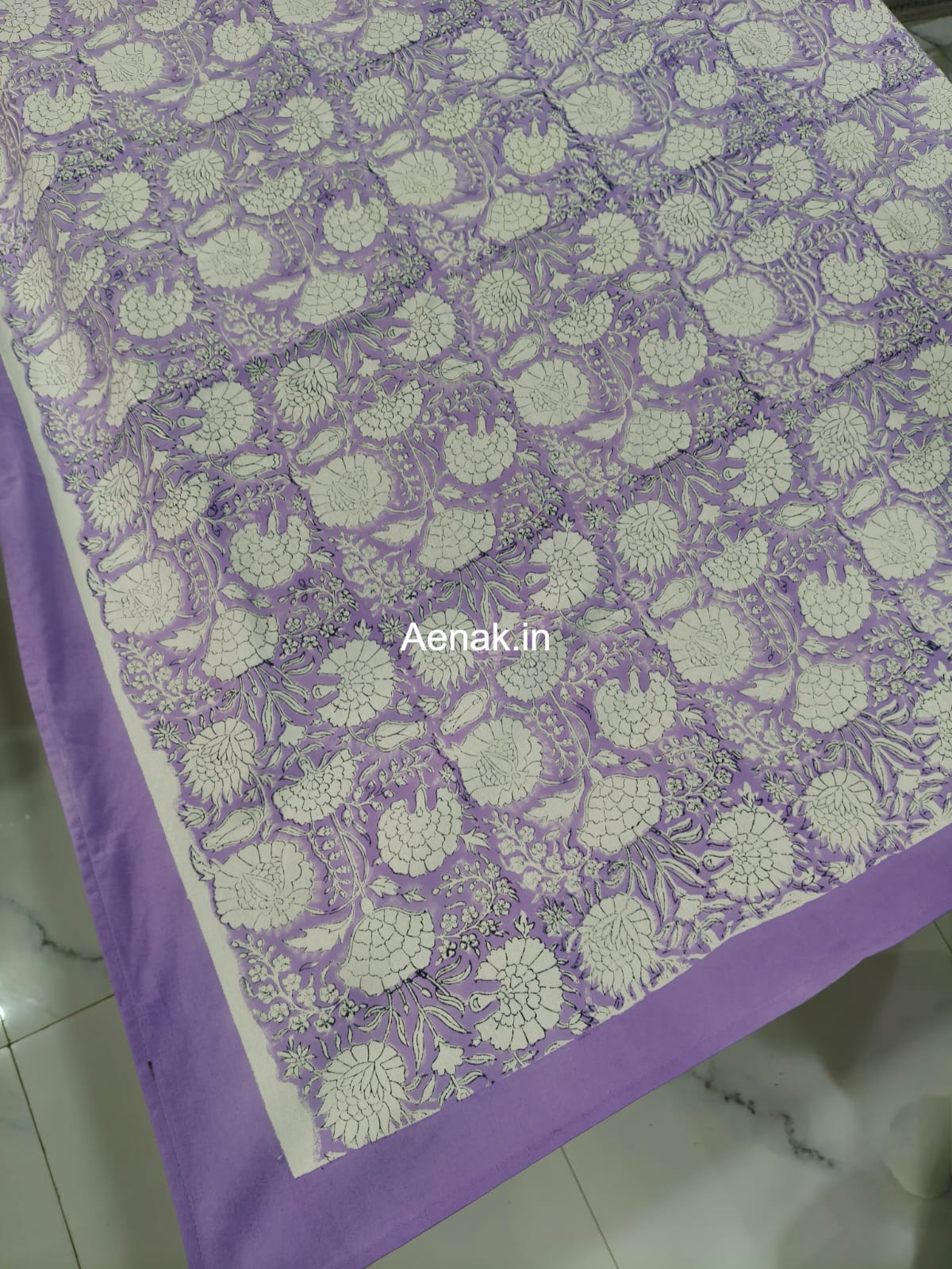Purple Floral Garden Handblock Table Cover