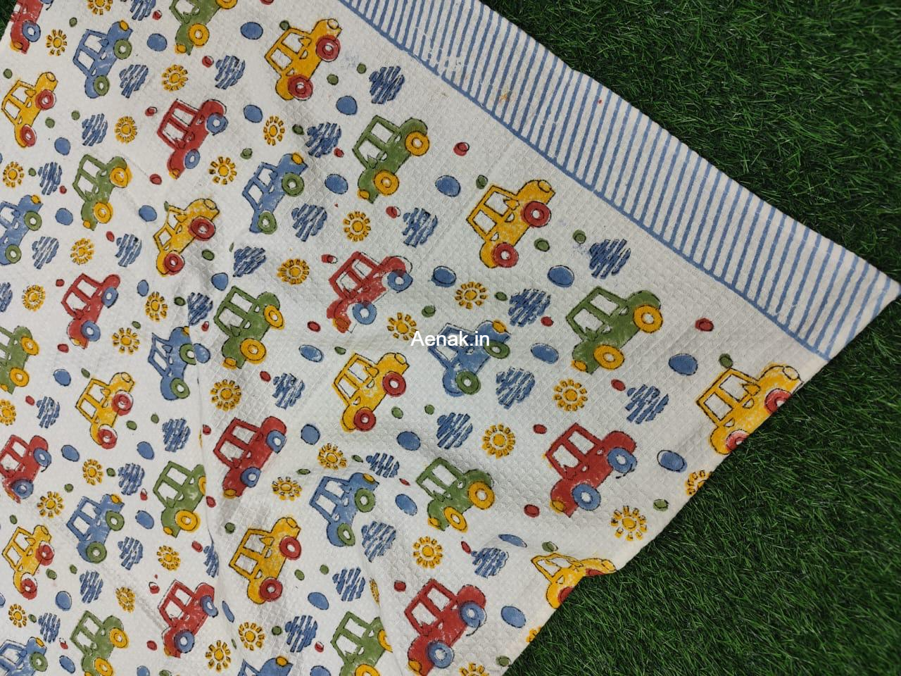Mini Cars Handblock Waffle Cotton Bathing Towel