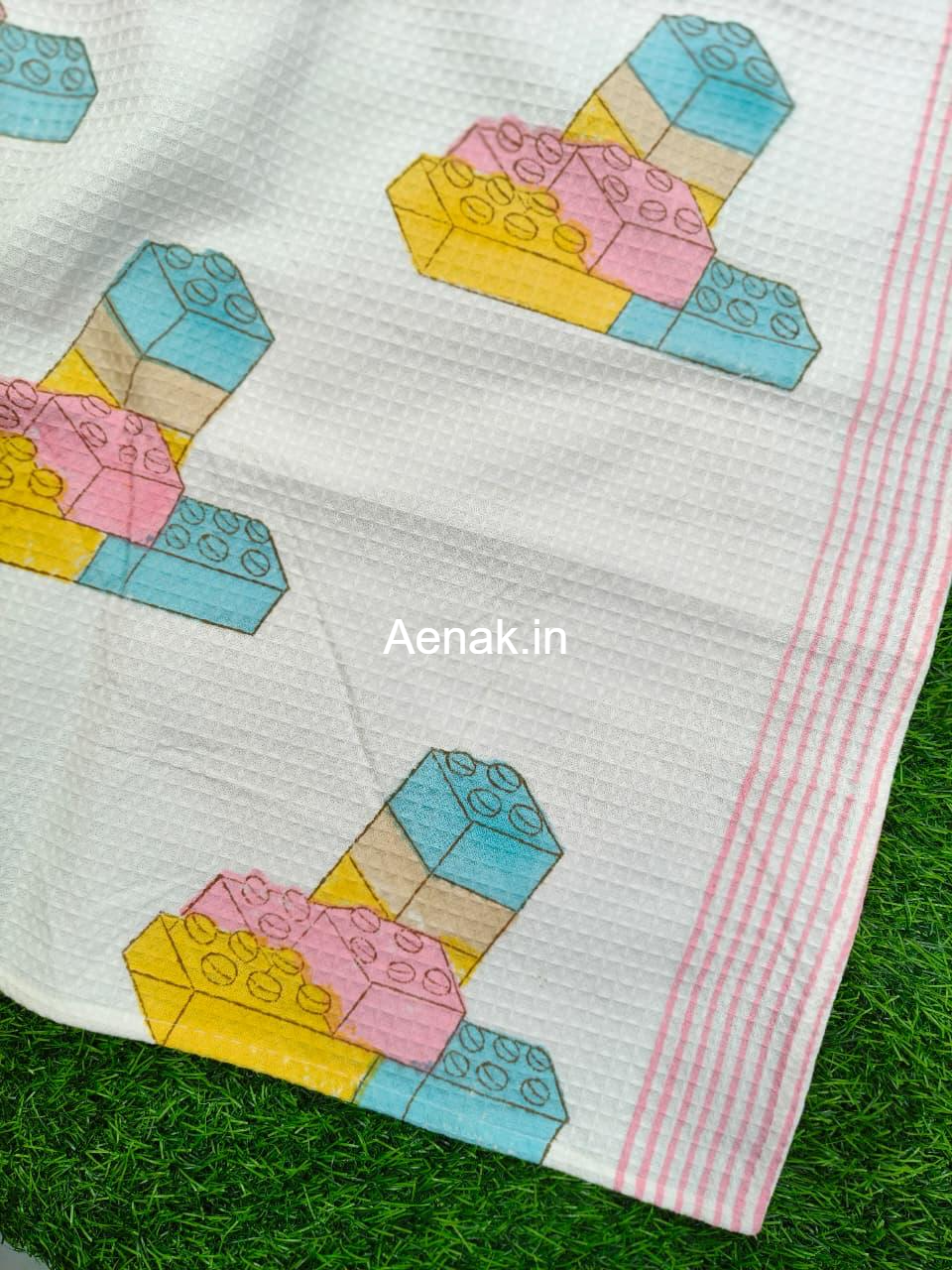 Building Block Handblock Waffle Cotton Bathing Towel