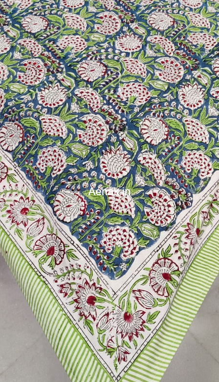 Blue Garden Handblock Table Cover