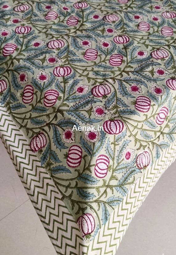 Red Anaar Handblock Table Cover