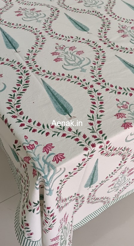 Teal Green Cypress Handblock Table Cover