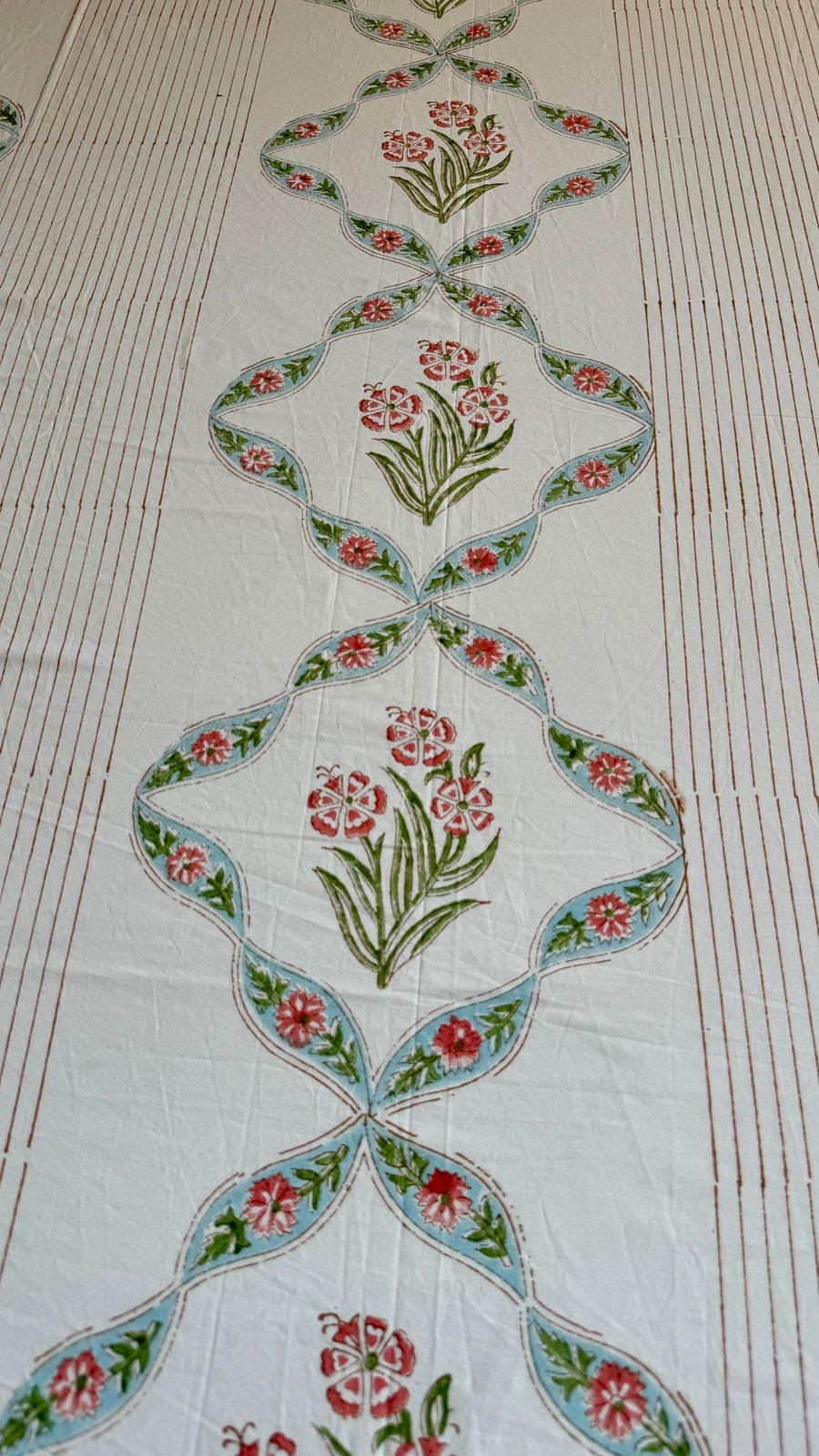 Red Periwinkle Handblock Printed Premium Cotton Bedsheet