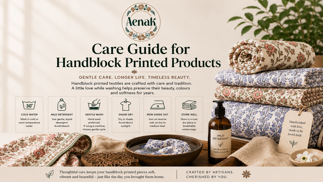 Care Guide for Handblock Printed Products: How to Wash, Dry and Store Your Aenak Home Linen