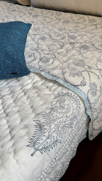 The Nakshi Handblock Reversible Mulmul Cotton Quilt