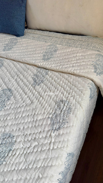 The Nakshi Handblock Reversible Mulmul Cotton Quilt
