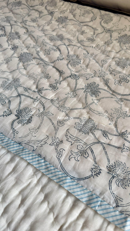 The Nakshi Handblock Reversible Mulmul Cotton Quilt