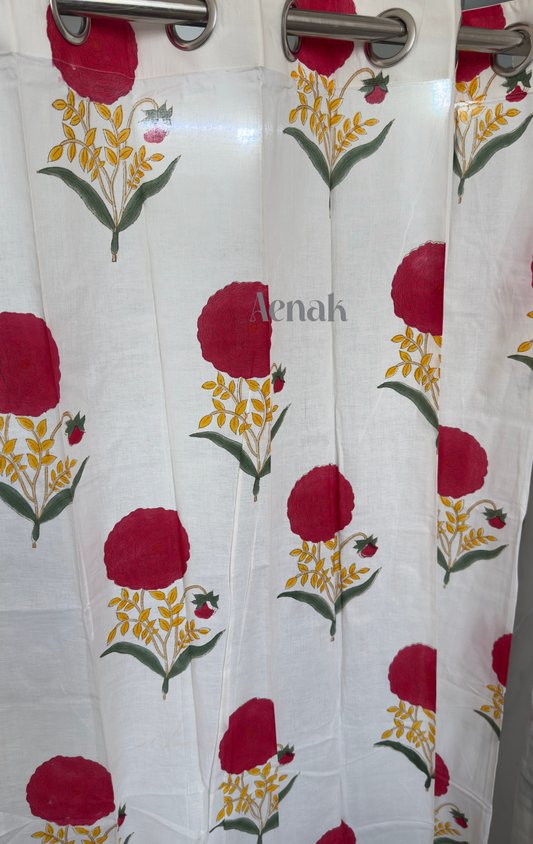 Red Marigold Handblock Curtains