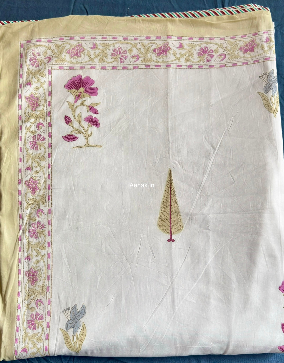 Dusty Mulberry Handblock Mulmul Cotton Reversible Dohar