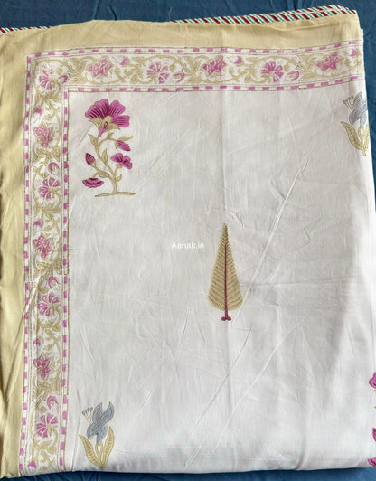 Dusty Mulberry Handblock Mulmul Cotton Reversible Dohar