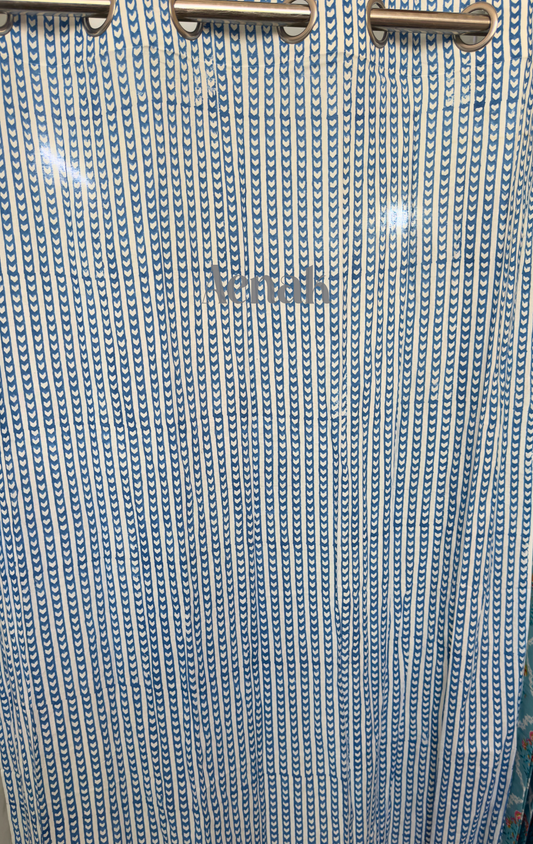 Blue Symmetric Eyelet Handblock Curtains