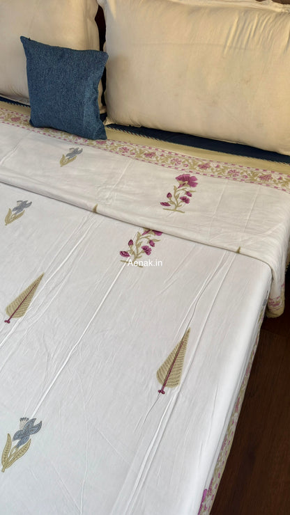 Dusty Mulberry Handblock Mulmul Cotton Reversible Dohar