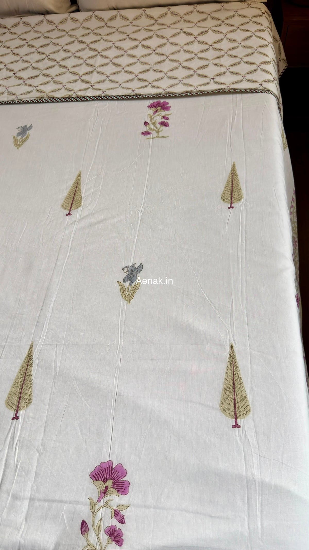 Dusty Mulberry Handblock Mulmul Cotton Reversible Dohar