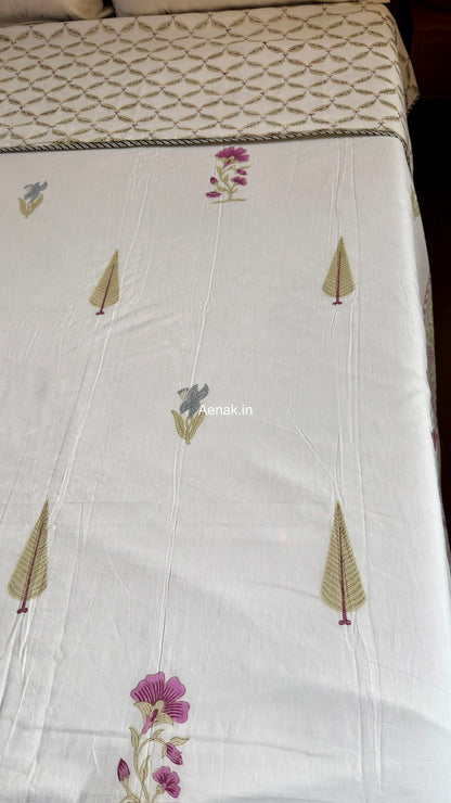 Dusty Mulberry Handblock Mulmul Cotton Reversible Dohar