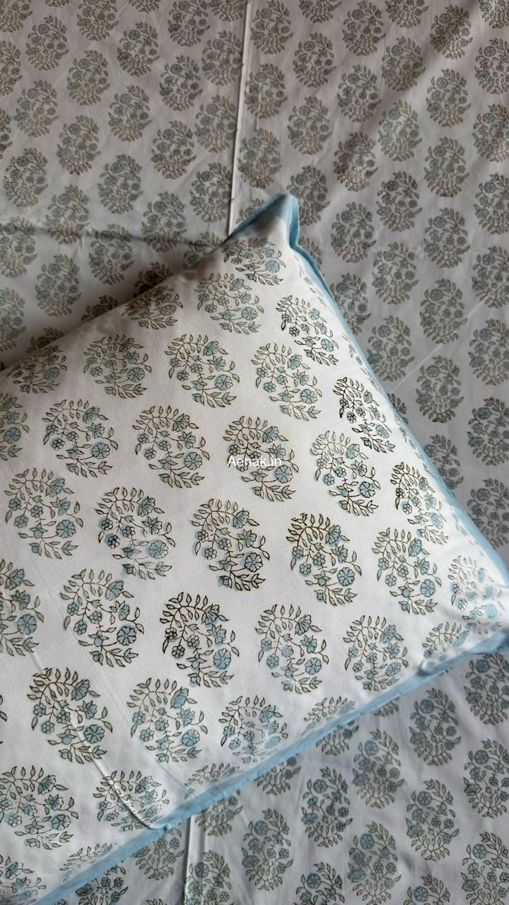 Blue Meher Handblock Premium Cotton Bedsheet