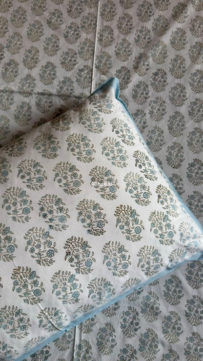 Blue Meher Handblock Premium Cotton Bedsheet