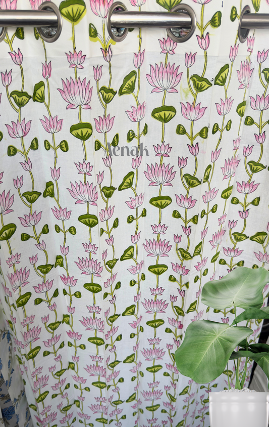 Pichwai Lotus Eyelet Handblock Curtains