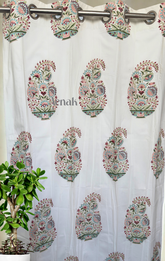 Pink Kairi Eyelet Handblock Curtains