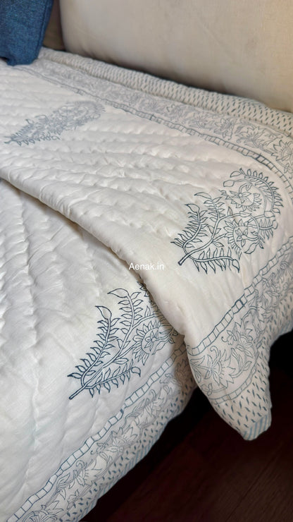 The Nakshi Handblock Reversible Mulmul Cotton Quilt
