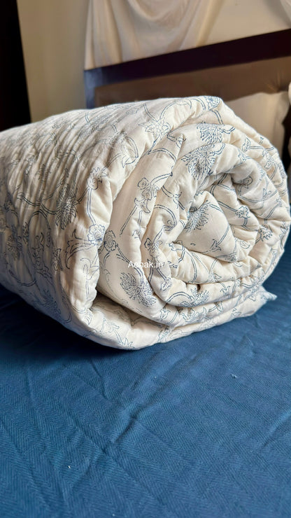 The Nakshi Handblock Reversible Mulmul Cotton Quilt