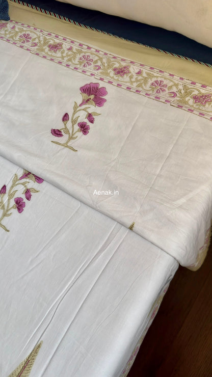 Dusty Mulberry Handblock Mulmul Cotton Reversible Dohar