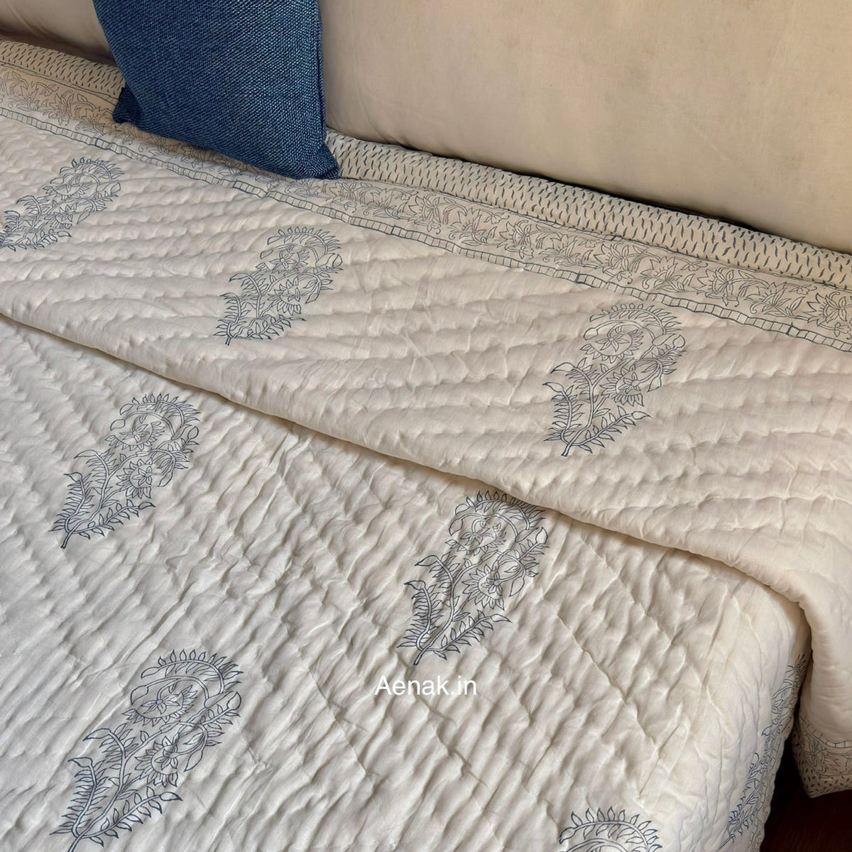 The Nakshi Handblock Reversible Mulmul Cotton Quilt