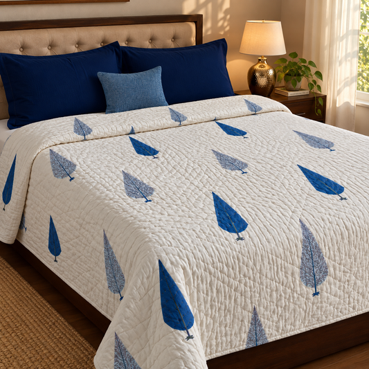 Blue Cypress Bedsheet + Quilt Combo Set