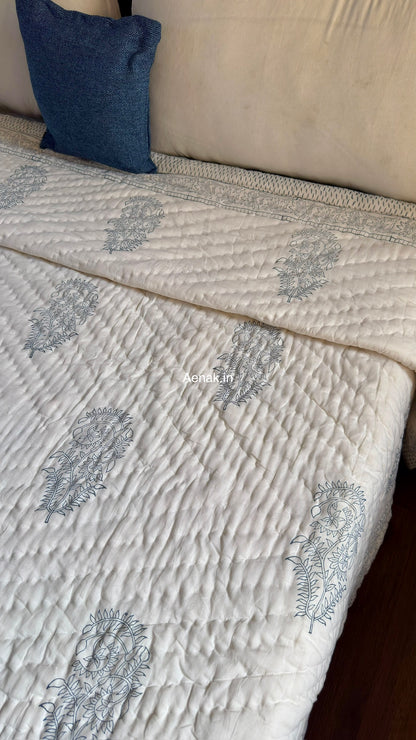 The Nakshi Handblock Reversible Mulmul Cotton Quilt