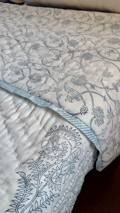 The Nakshi Handblock Reversible Mulmul Cotton Quilt