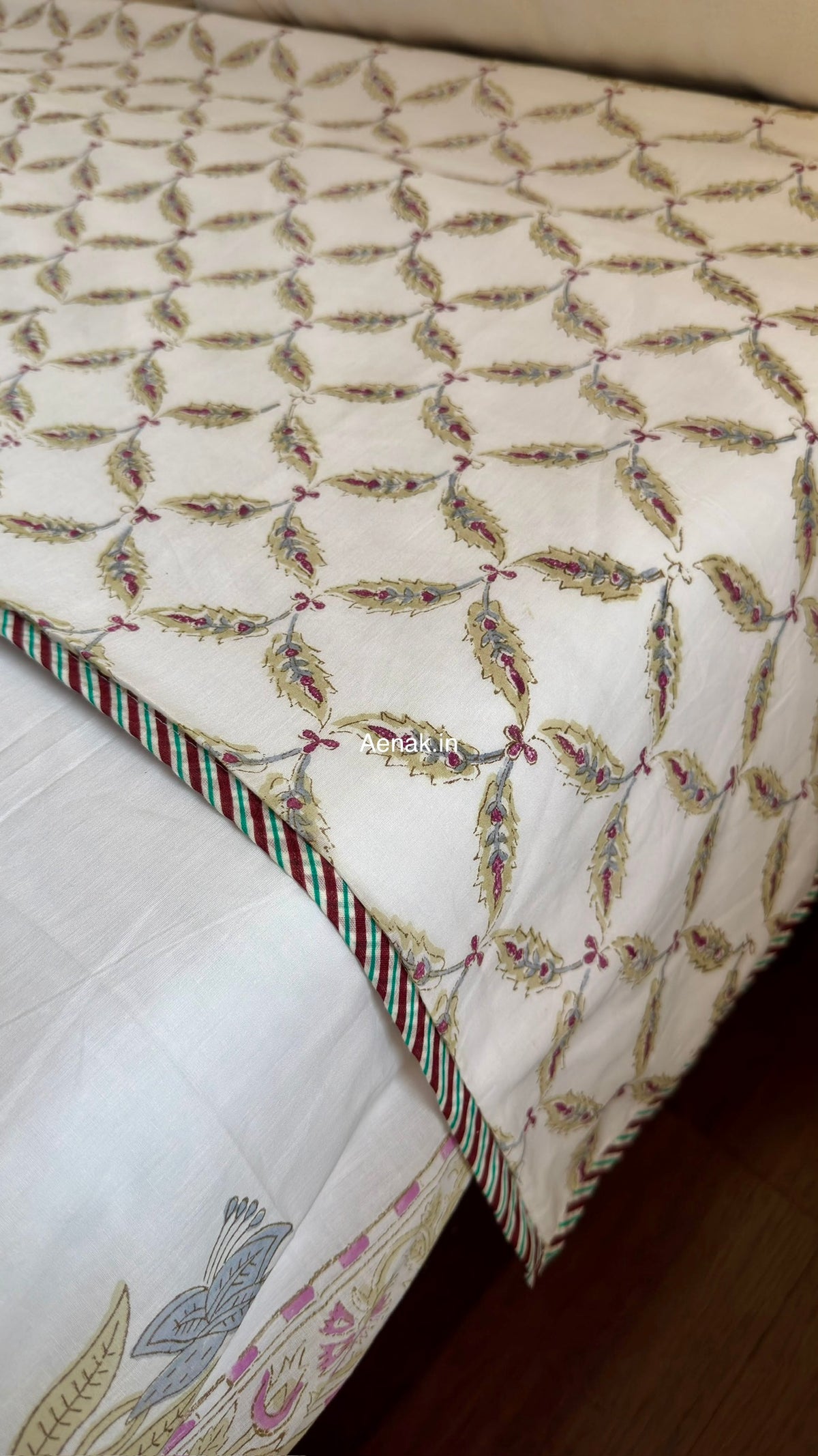 Dusty Mulberry Handblock Mulmul Cotton Reversible Dohar