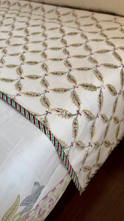 Dusty Mulberry Handblock Mulmul Cotton Reversible Dohar