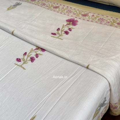 Dusty Mulberry Handblock Mulmul Cotton Reversible Dohar