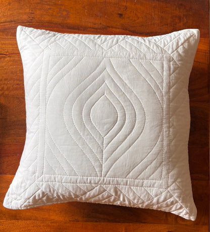 White Embossed Diamond Quilted Bedcover Set with Brown Lace