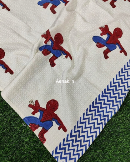 Spiderman Handblock Waffle Cotton Bathing Towel