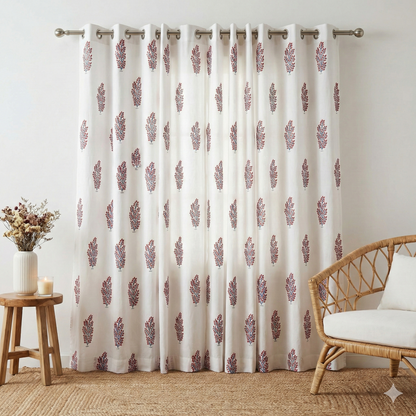 Purple Dahlia Handblock Curtains