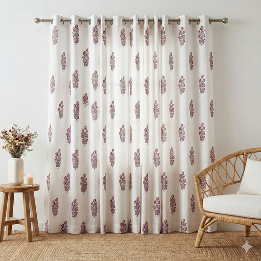 Purple Dahlia Handblock Curtains