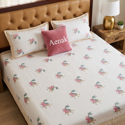Jal Pari Handblock Premium Cotton Kids Bedsheet