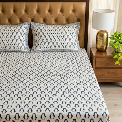 The Penguin Handblock Premium Cotton Kids Bedsheet Set