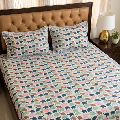 Little Haathi Handblock Premium Cotton Kids Bedsheet Set